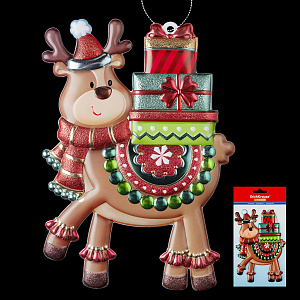 декор.укр. олень с подарками 12см 49587 /ek