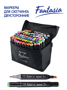 набор худож. маркеров 80цв fantasia, 3,0-6,2мм, двухст. в чехле, м-6073-80, 6026-80 /mazari