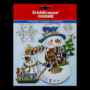 наклейки снеговик с подарками 18*23см 50884 /ек