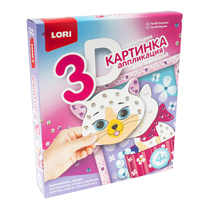 аппликация-мозаика 3d кошечка из пайеток пм-003 /lori