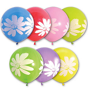шар воздушный 18" с рисунком ромашки 4-х сторон. 1103-0466 изображение шар воздушный 18" с рисунком ромашки 4-х сторон. 1103-0466