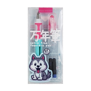 ручка перьевая kawaii animals, синяя, с двумя картриджами 20-0386 /bv