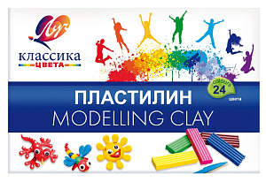 пластилин 24цв 480г +стек классика 28с1642-08 /луч