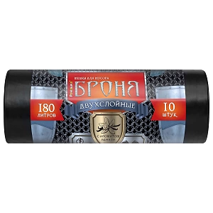 мешки для мусора 180 л, черные, в рулоне 10 шт., пвд 60 мкм, 2-х сл., 90x110 см,"броня" изображение мешки для мусора 180 л, черные, в рулоне 10 шт., пвд 60 мкм, 2-х сл., 90x110 см,"броня"