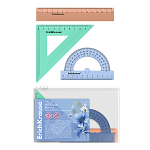 набор чертежный 3 предмета малый pastel bloom (л15+тр+тн) zip-пакет, 61848 /ek