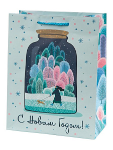 нг пакет бумажный 17,8*22,9*9,8 новогодний ламинация, 140г/м, 86198 /magictime