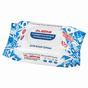 салфетки влажные 150шт, универсальные, с клапаном, 115227 /laima изображение салфетки влажные 150шт, универсальные, с клапаном, 115227 /laima