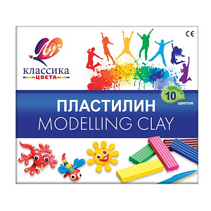 пластилин 10цв. 200гр + стек классика 11с639, 7с304  /луч