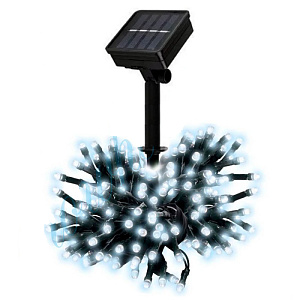 эл.гирл. 100л светодиоды на солнечной батарее, белая, с контроллером 8реж, 10м dl-1002