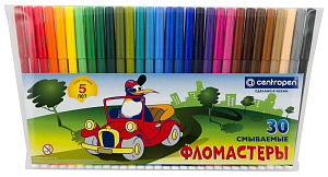 фломастеры 30цв пингвины, смываемые, вент.колпачки, 7790-3086 /centropen