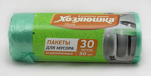мешки для мусора 30л 30шт/рул, 8мкм, особопрочные /хозяюшка