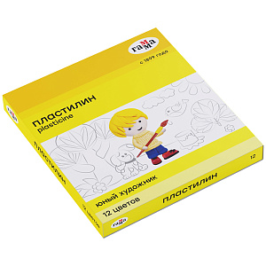 пластилин 12цв. 168г + стек юный художник к/уп 280045 /гамма