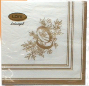 салфетки трехслойные  33*33см  20шт. орнамент, кольца и веточка 56053 /lori