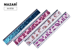 линейка 20см металлическая с дизайном м-9745 /mazari