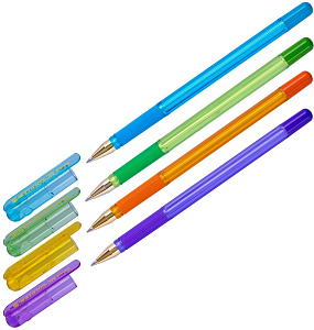 ручка масляная 0.5 mc gold упор, синяя, корпус цветной ассорти mcl-02 /munhwa