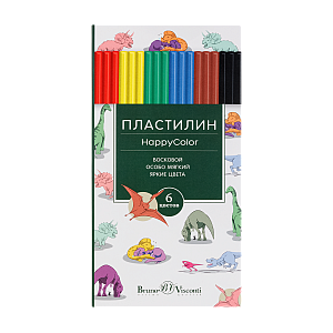 пластилин 6цв 125г восковой happycolor, к/у 34-0008/1 /bv