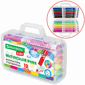 фломастеры в портфельчике утолщенные 12 цв., вент. колпачок, brauberg kids изображение фломастеры в портфельчике утолщенные 12 цв., вент. колпачок, brauberg kids