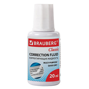 корректор с кисточкой спиртовой 20мл classic 220255 /brauberg изображение корректор с кисточкой спиртовой 20мл classic 220255 /brauberg