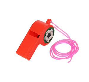 свисток пластиковый 5см футбол, на веревочке цв.ассорти 317669