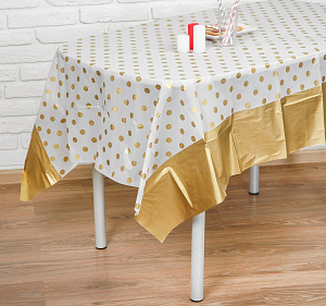 скатерть "горох" 137*182см цвет золото 4326137 /страна карнавалия изображение скатерть "горох" 137*182см цвет золото 4326137 /страна карнавалия