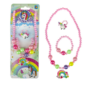 набор украшений детских unicorn bijou колье+браслет+кольцо, нежно-розовый, т19142 /1toy
