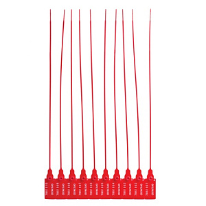 пломбы пластиковые номерные (компл.- 10шт), самофиксир., длина 320мм, красные