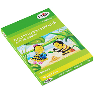 пластилин 16цв. + стек 240г пчелка воск. к/уп 280030н /гамма