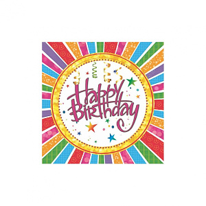cалфетка трехслойная 33*33см happy birthday серпантин 029901 /maki