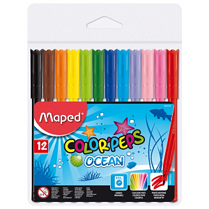 фломастеры 12цв color'peps ocean  треуг, пиш.узел-заблокирован, суперсмыв. 845720 /maped