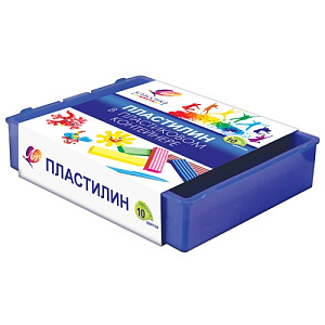 пластилин 10цв. 200г + стек классика в пластиковом контейнере 20с1345-08 /луч