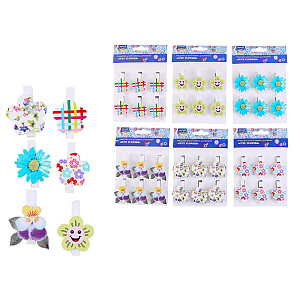 прищепки декоративные 4,5см 6шт cute flowers ассорти м-6935 /mazari