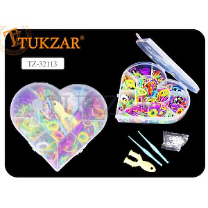 набор для плетения из резиночек сердечко (1000шт+крючок), пл.уп 32113 /tukzar