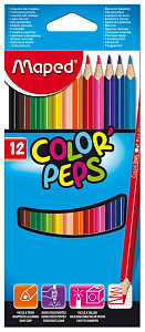 карандаши 12цв. color'peps из американской липы трехгранные, ударопрочный грифель 183212 /maped