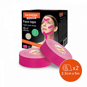 кинезио тейп/лента для лица, лифтинг эффект, 2,5см*5м, 2 рулона, розовая, 680013 /daswerk изображение кинезио тейп/лента для лица, лифтинг эффект, 2,5см*5м, 2 рулона, розовая, 680013 /daswerk