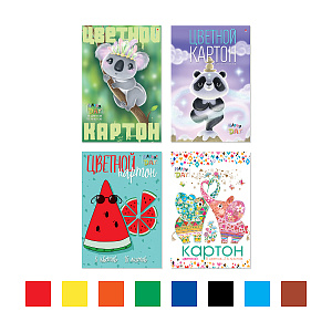 картон а4 8цв. 16л. мелованный 190г/м мультики 4диз.асс 82700 /альт изображение картон а4 8цв. 16л. мелованный 190г/м мультики 4диз.асс 82700 /альт