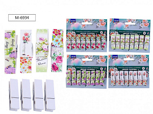 прищепки декоративные 4,5см 8шт bright flowers ассорти м-6934 /mazari