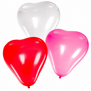 шар возд. 10" (25см) сердце 3 цвета (бел+роз+красн), 105008 /золотая сказка