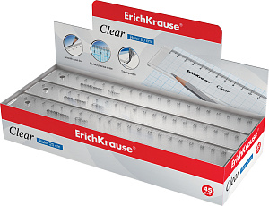 линейка 20см пластик clear 49499 39075 /ek