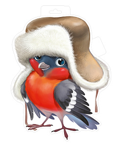 панно снегирь в шапке-ушанке а4 92.891.00 /империяпоздр