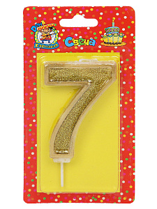 свеча тортовая "7" золотой глиттер с окантовкой с-5981 /дон карнавал изображение свеча тортовая "7" золотой глиттер с окантовкой с-5981 /дон карнавал