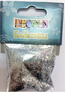 блестки декоративные 0.2мм 20гр серебро w041-202-0.2 /decola
