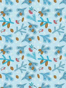 бумага упаковочная 70*100см ель и рябина, 90г/м, 81743 /magictime