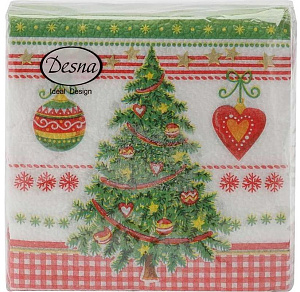 салфетки бумажные 1сл 40л 24*24 новогодняя ель 57540 /desna изображение салфетки бумажные 1сл 40л 24*24 новогодняя ель 57540 /desna