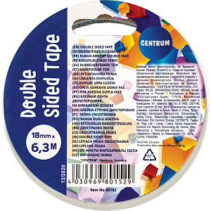 клейкая лента 18мм*6.3м двухсторонняя, на бумажной основе, 80152 /centrum изображение клейкая лента 18мм*6.3м двухсторонняя, на бумажной основе, 80152 /centrum