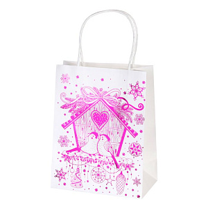 нг пакет бумажный 17,8*22,9*9,8 влюбленные птички крафт, 120г/м 79960 /magictime