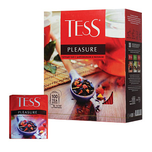 чай tess (тесс) "pleasure", черный с шиповником и яблоком, 100 пакетиков по 1,5г, 0919-09 