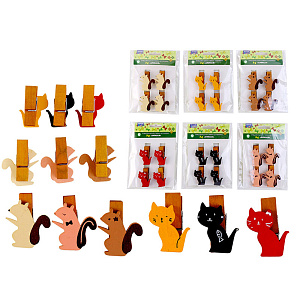 прищепки декоративные 4,5см 4шт animals ассорти м-6933 /mazari