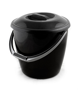 ведро 10л удачное эконом, с крышкой, черное м115к изображение ведро 10л удачное эконом, с крышкой, черное м115к