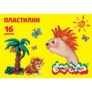 пластилин 16цв. + стек 240г пкм16, пкм16-п /каляка-маляка