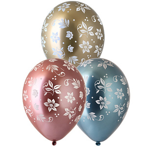 шар возд. 14" цветы хром ассорти 1103-2146